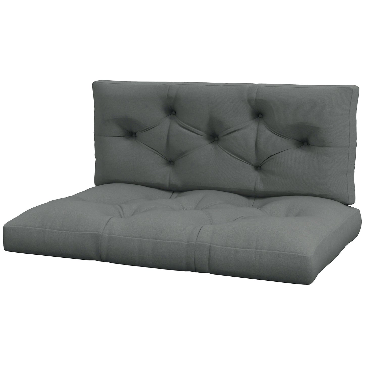 Outsunny 2 Seater Pallet Seat Cushions Back Pillows Replacement, Patio Chair Cushions Set for Indoor Outdoor, Light Grey