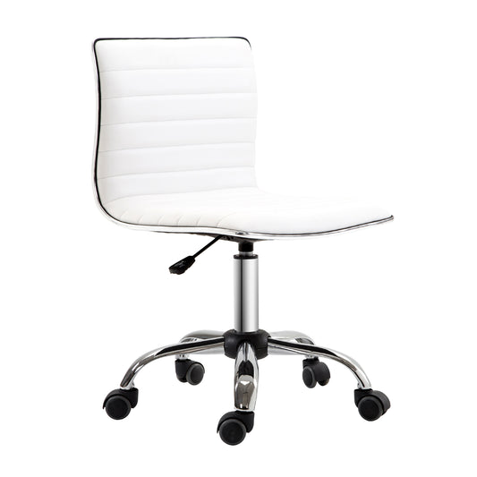 HOMCOM Armless Mid-Back Adjustable Office Chair-White