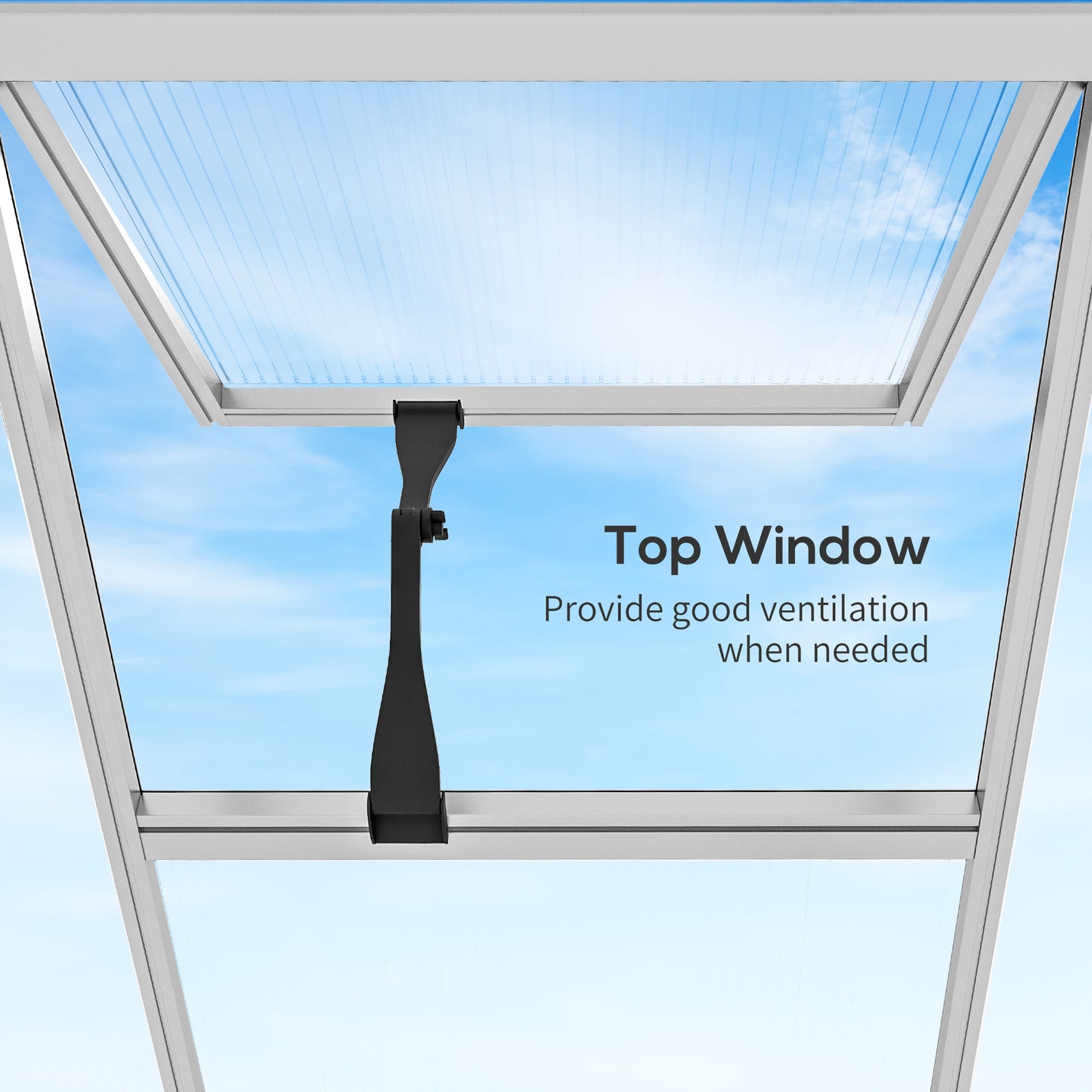 Outsunny 6 x 10ft Polycarbonate Greenhouse with Rain Gutters, Large Walk-In Green House with Door and Window, Garden Plants Grow House with Aluminium Frame and Foundation