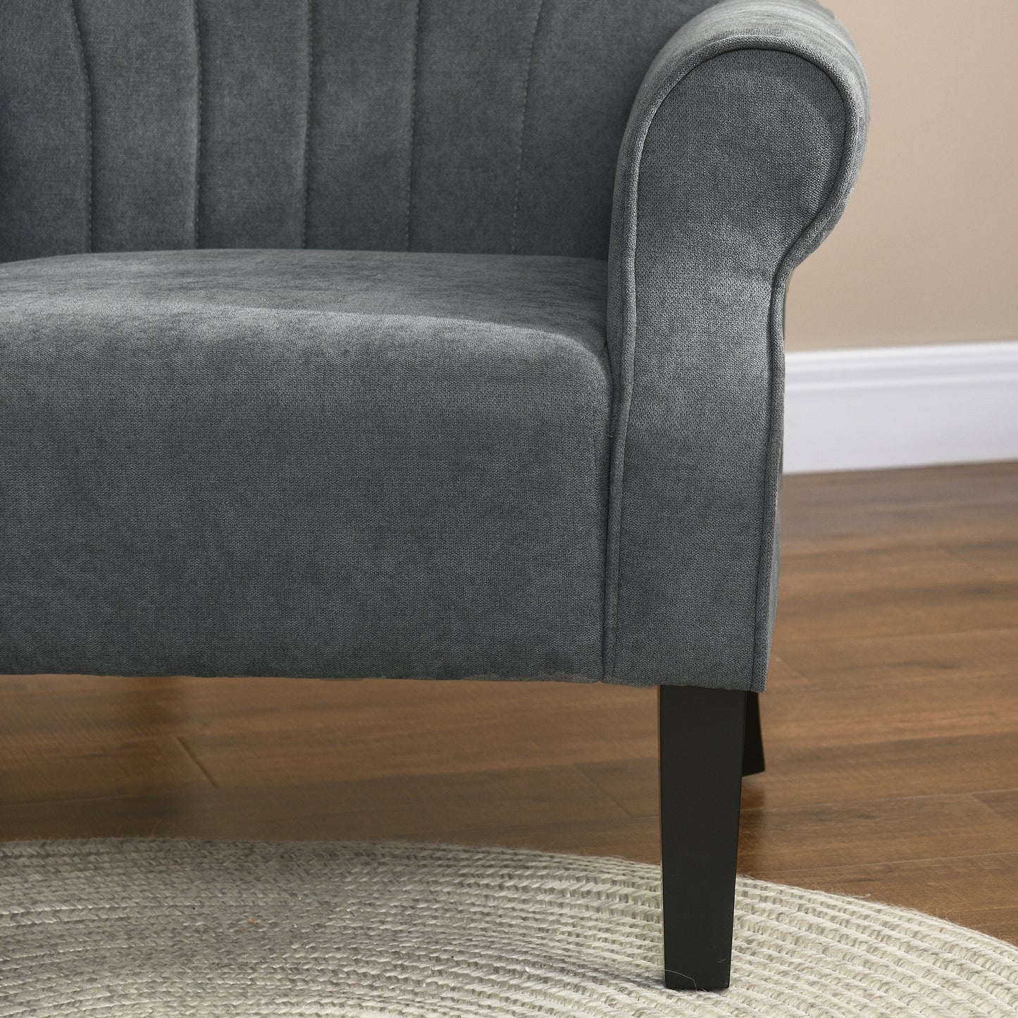 HOMCOM Upholstered Accent Chair with High Back Rolled Arms and Wood Legs Soft Thick Padded Armchair Grey