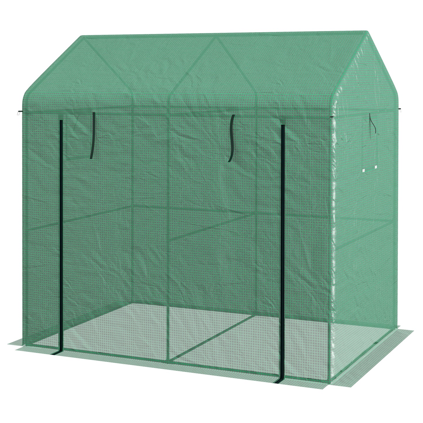 Outsunny Greenhouse Walkin Garden Grow House with Rollup Door and Mesh Windows 200 x 140 x 200cm Green