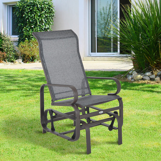 Outsunny Outdoor Gliding Rocking Chair with Sturdy Metal Frame Garden Comfortable Swing Chair, Grey