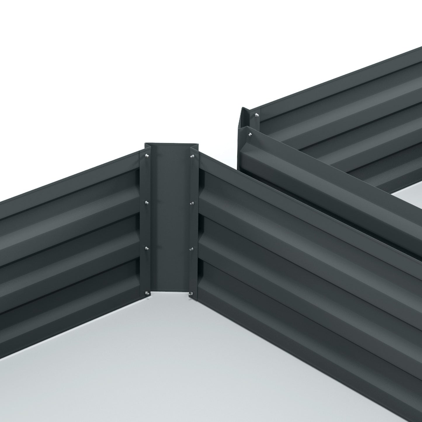 Outsunny Set of 2 291L Raised Garden Bed Elevated Galvanised Planter Box for Flowers Herbs 100x100x30cm Dark Grey