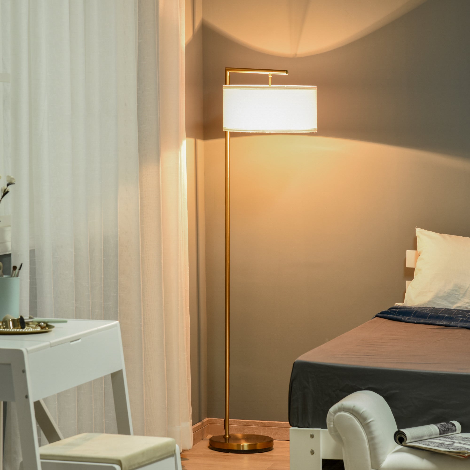 HOMCOM Modern Floor Lamp with Linen Lampshade – mhstar.co.uk