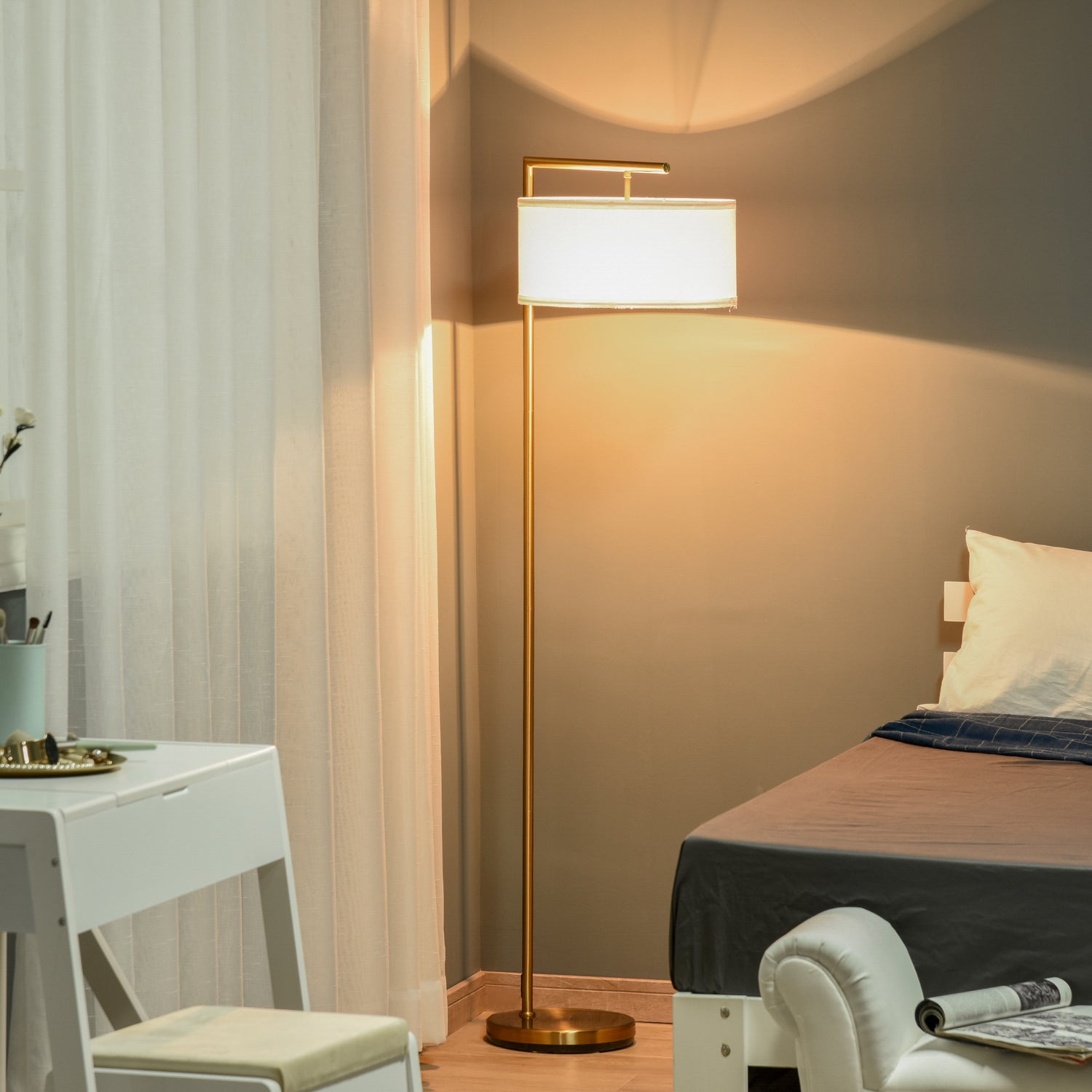 Ralbay Brass Gold Crystal, Bright Lighting, Modern Contemporary Copper  Standing Light for Bedrooms, Brass/Copper Floor Lamp for Living Room(Bulb