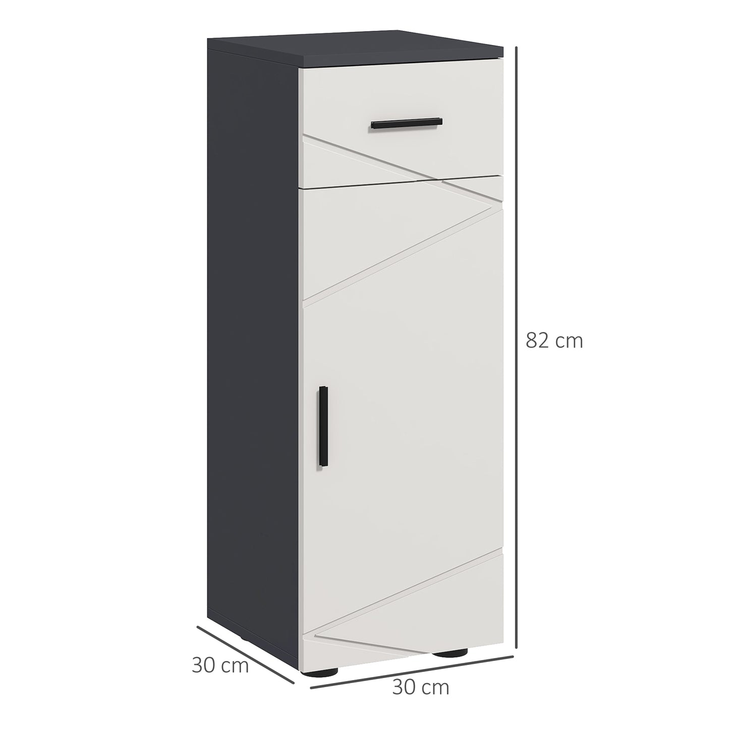 kleankin Slim Bathroom Cabinet Narrow Bathroom Storage Cabinet with Drawer Door Cupboard Adjustable Shelf and Soft Close Mechanism Grey
