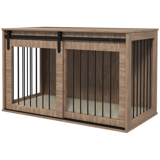 PawHut 118cm Dog Crate Furniture with Removable Cushion for XL Dogs Brown
