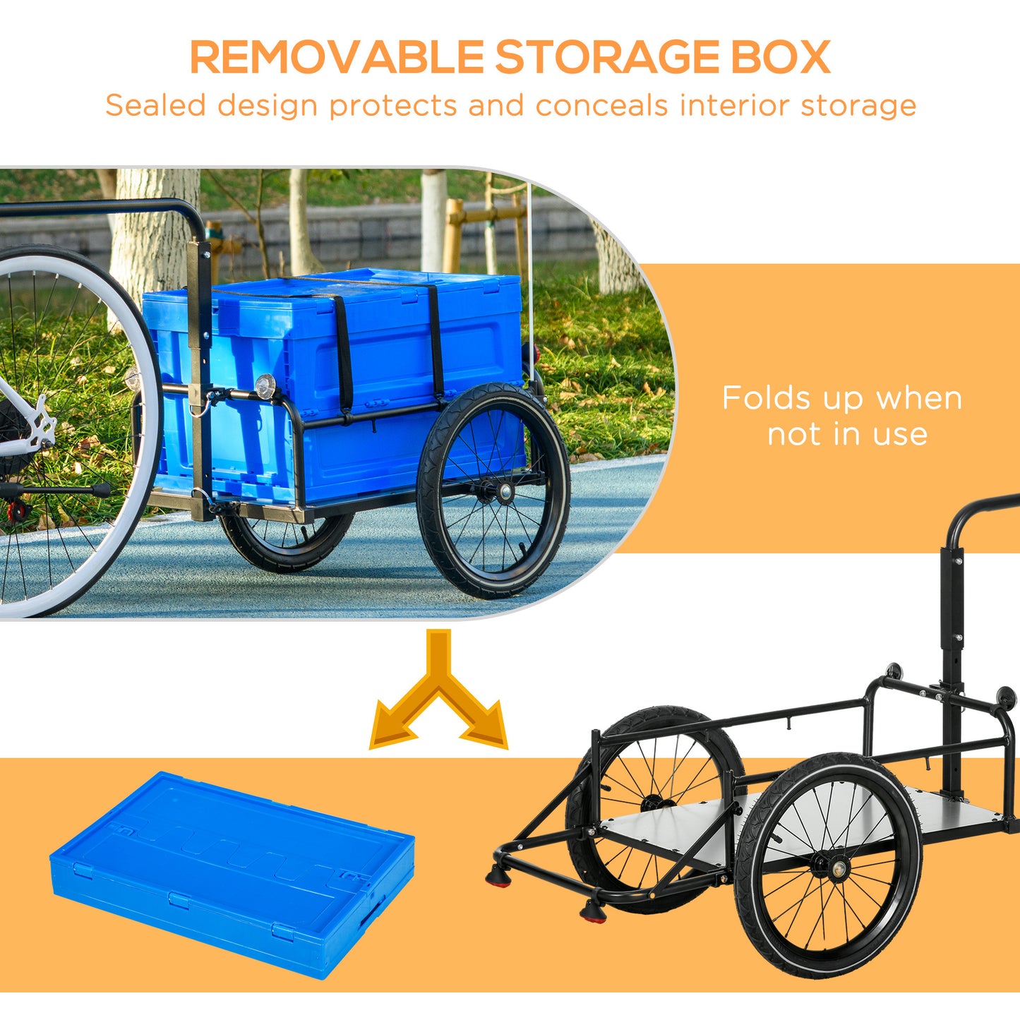 Folding Bike Trailer Cargo Storage Carrier With Removable Cover
