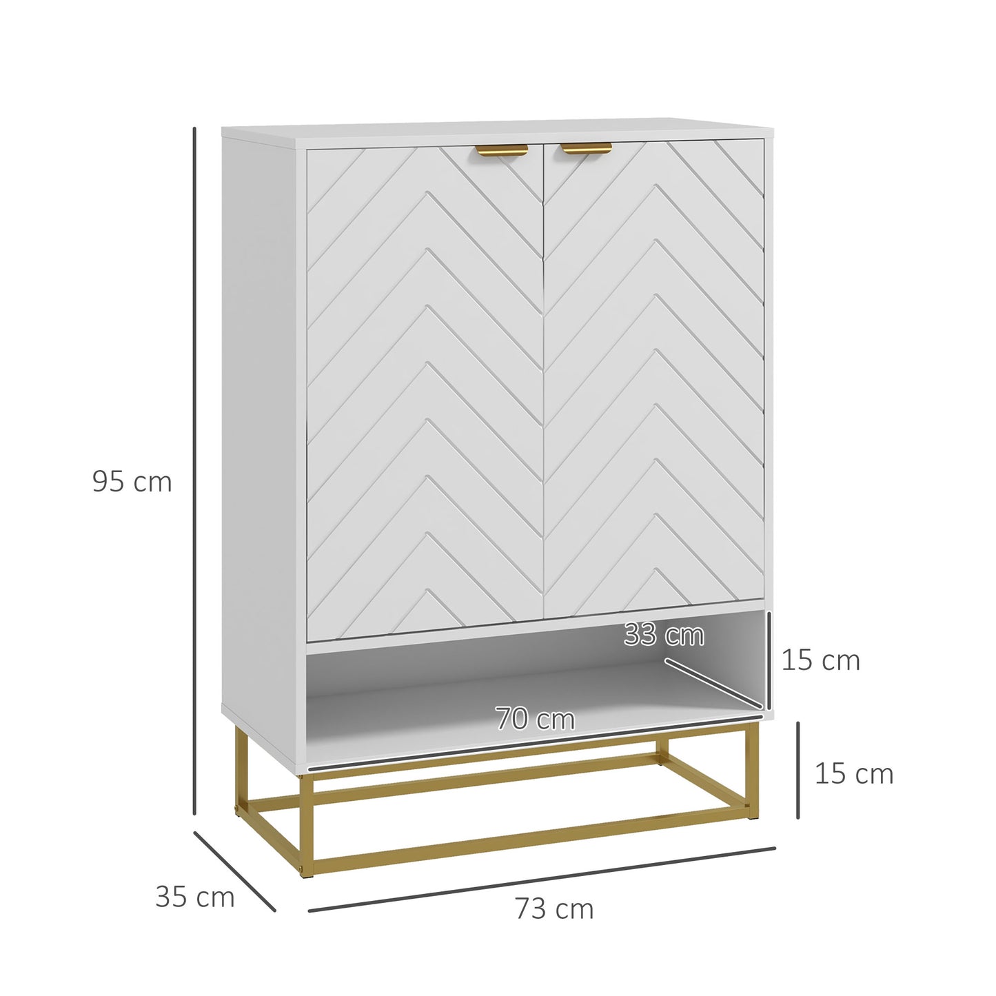 HOMCOM Shoe Storage Cabinet, Modern Shoe Cupboard with Open Shelf, Adjustable Shelf, 6 Vents, Shoe Rack for 12 Pairs of Shoes