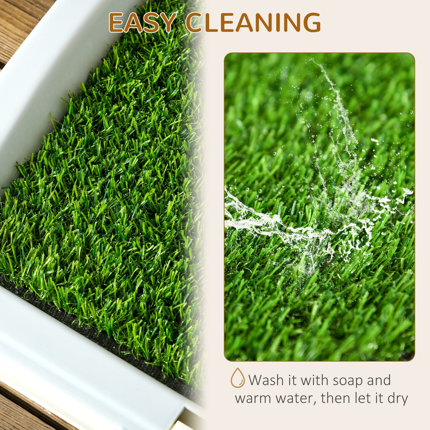 PawHut Puppy Training Pad Indoor Portable Puppy Pee Pad with Artificial Grass Grid Panel Tray 63 x 48.5cm