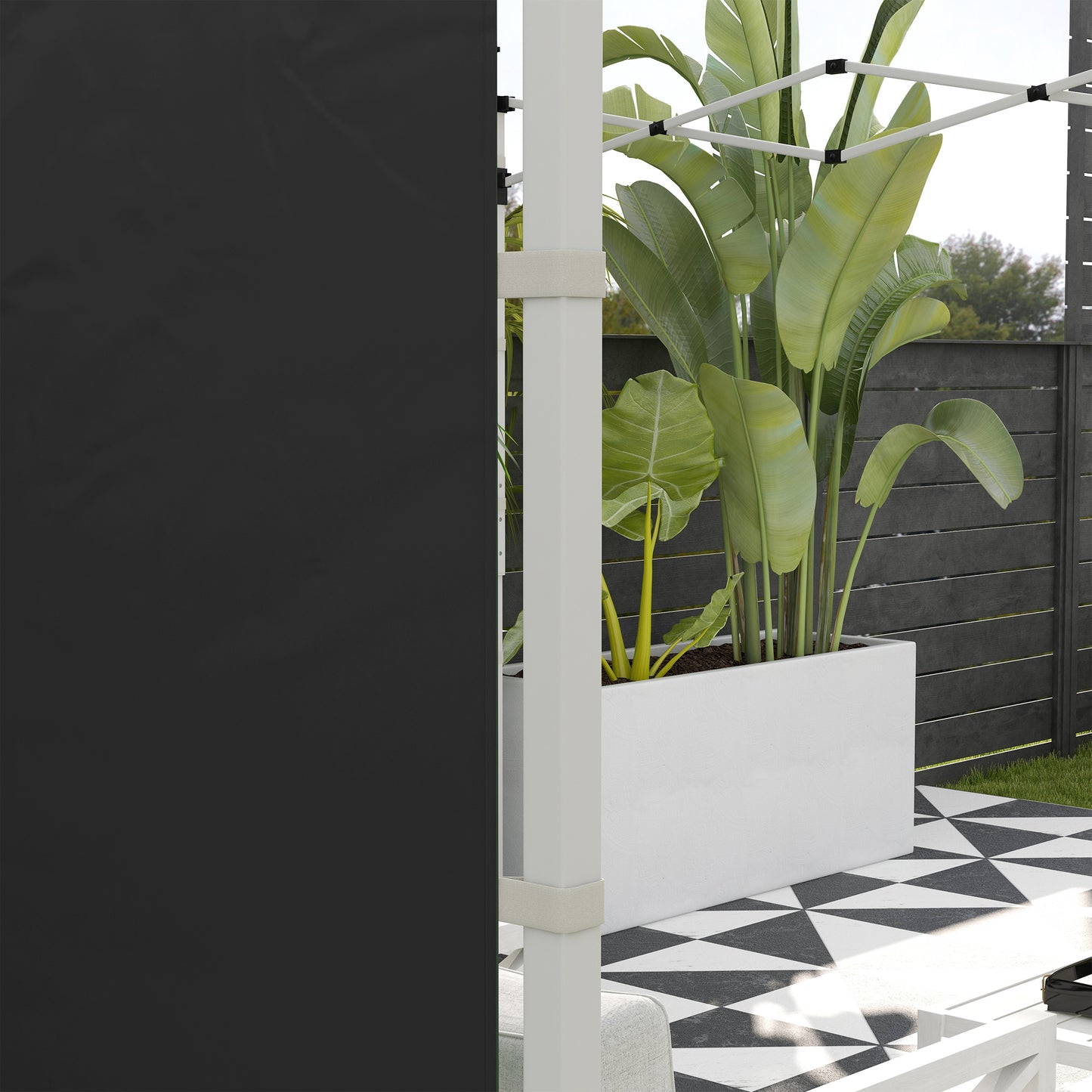 Outsunny Gazebo Side Panels 2 Pack Sides Replacement for 3x3(m) or 3x6m Pop Up Gazebo with Windows and Doors Black