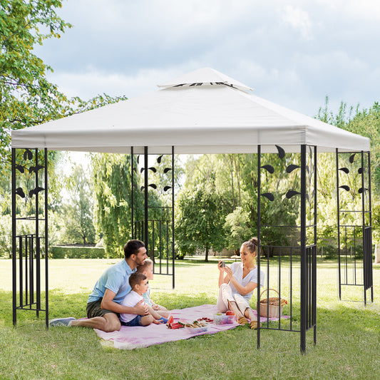 Outsunny 3m x 3m Vented Roof Metal Frame Garden Gazebo Cream