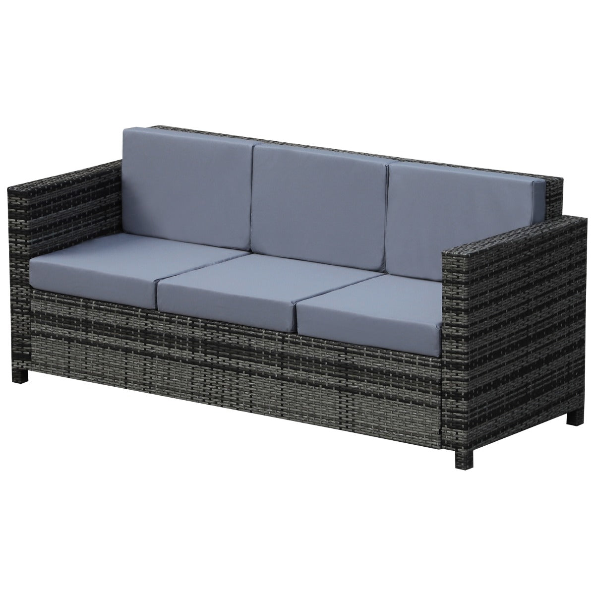 Outsunny 3-Seater Weather Resistant Outdoor Garden Rattan Sofa Grey