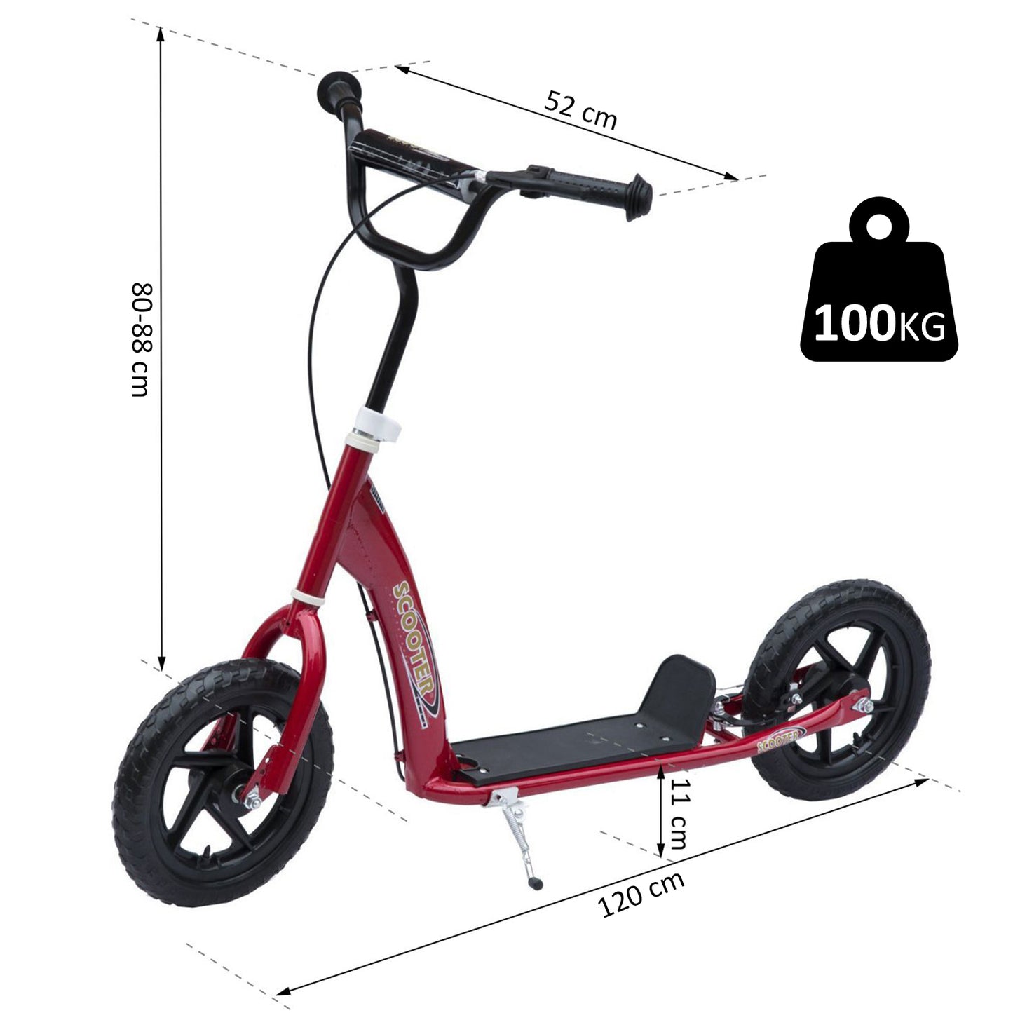 HOMCOM 12" Tyres Scooter-Red