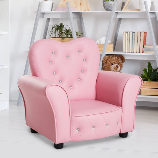 HOMCOM Kids Toddler Chair Sofa Children Armchair Seating Relax Playroom Seater Girl Princess Pink
