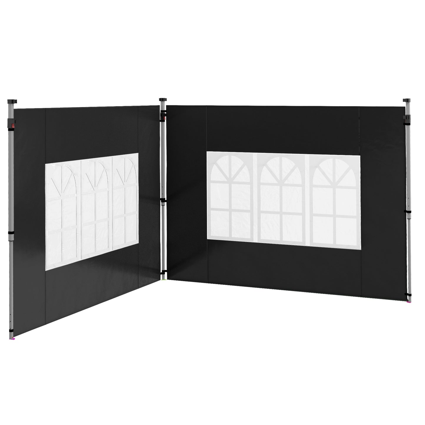 Outsunny Gazebo Side Panels Sides Replacement with Window for 3x3(m) or 3x4m Pop Up Gazebo 2 Pack Black