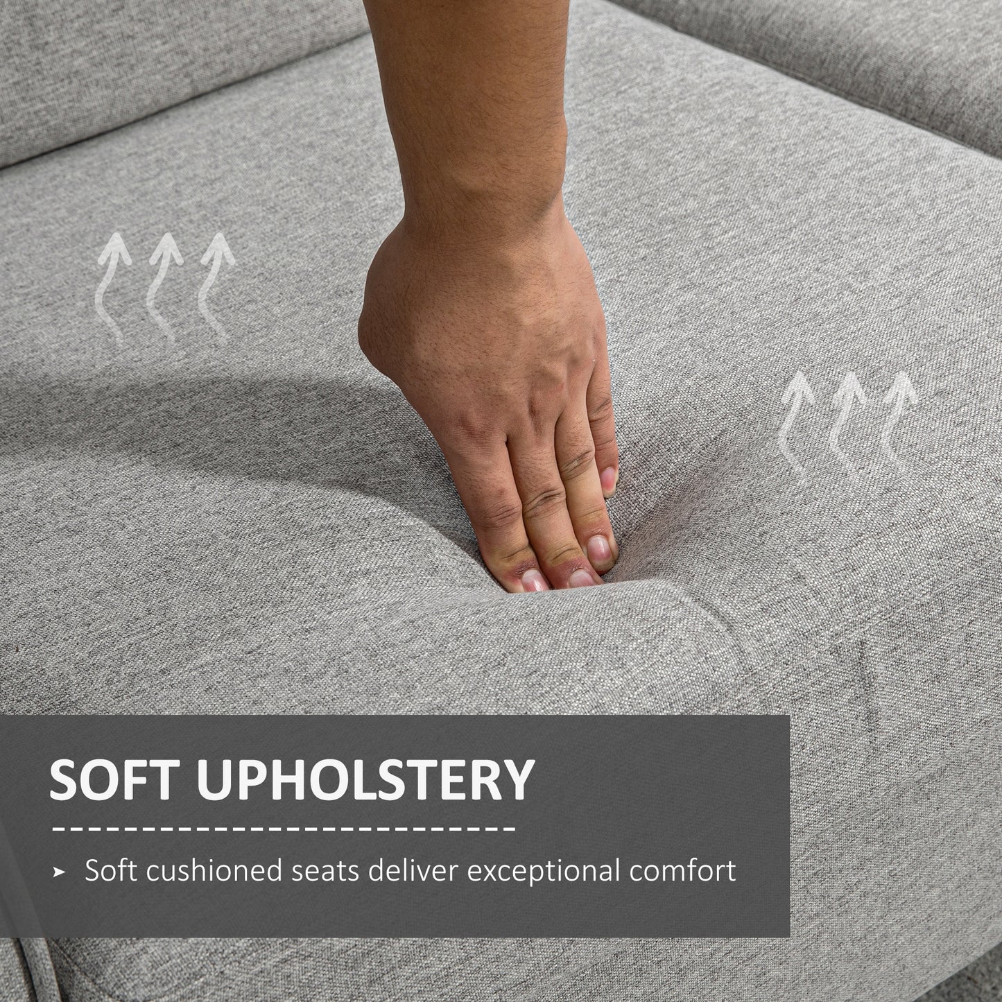 HOMCOM Compact Loveseat Sofa Modern 2 Seater Sofa for Living Room with Wood Legs and Armrests Light Grey