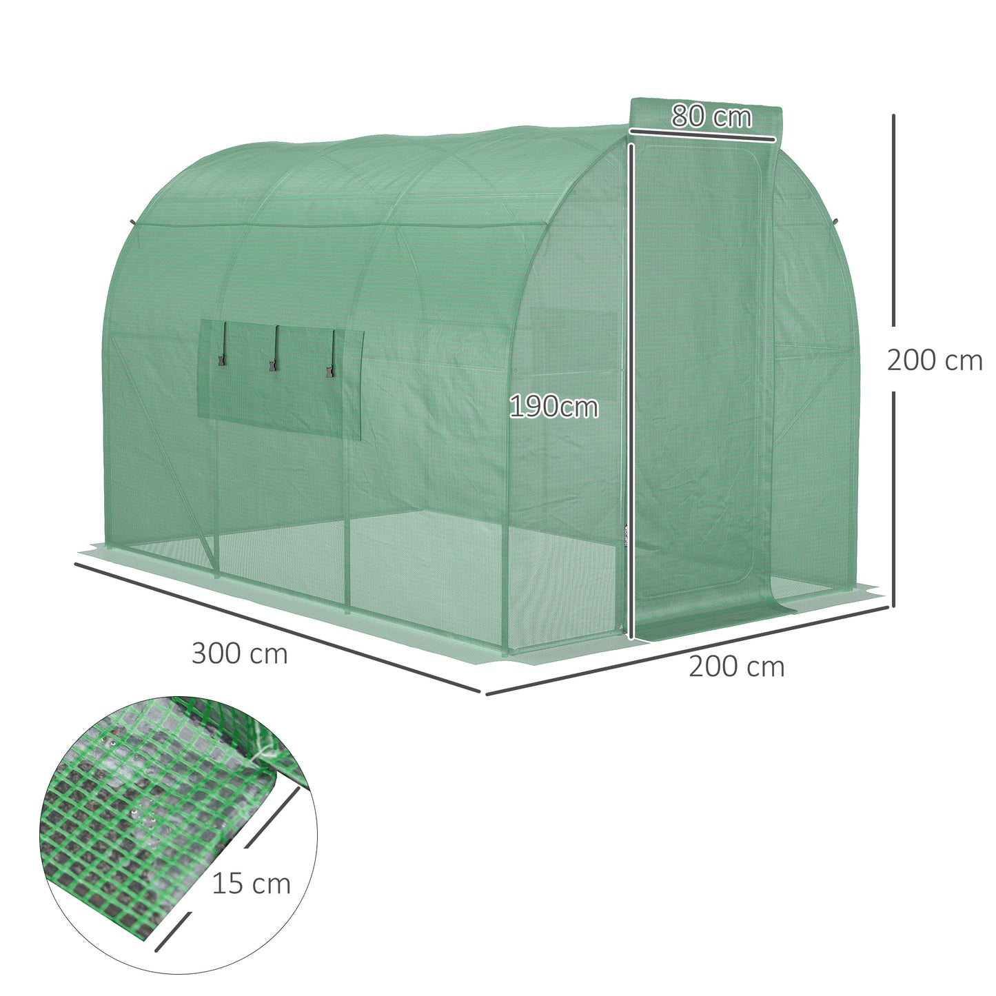 Outsunny 3 x 2m Walk-In Greenhouse, with Metal Frame and Door