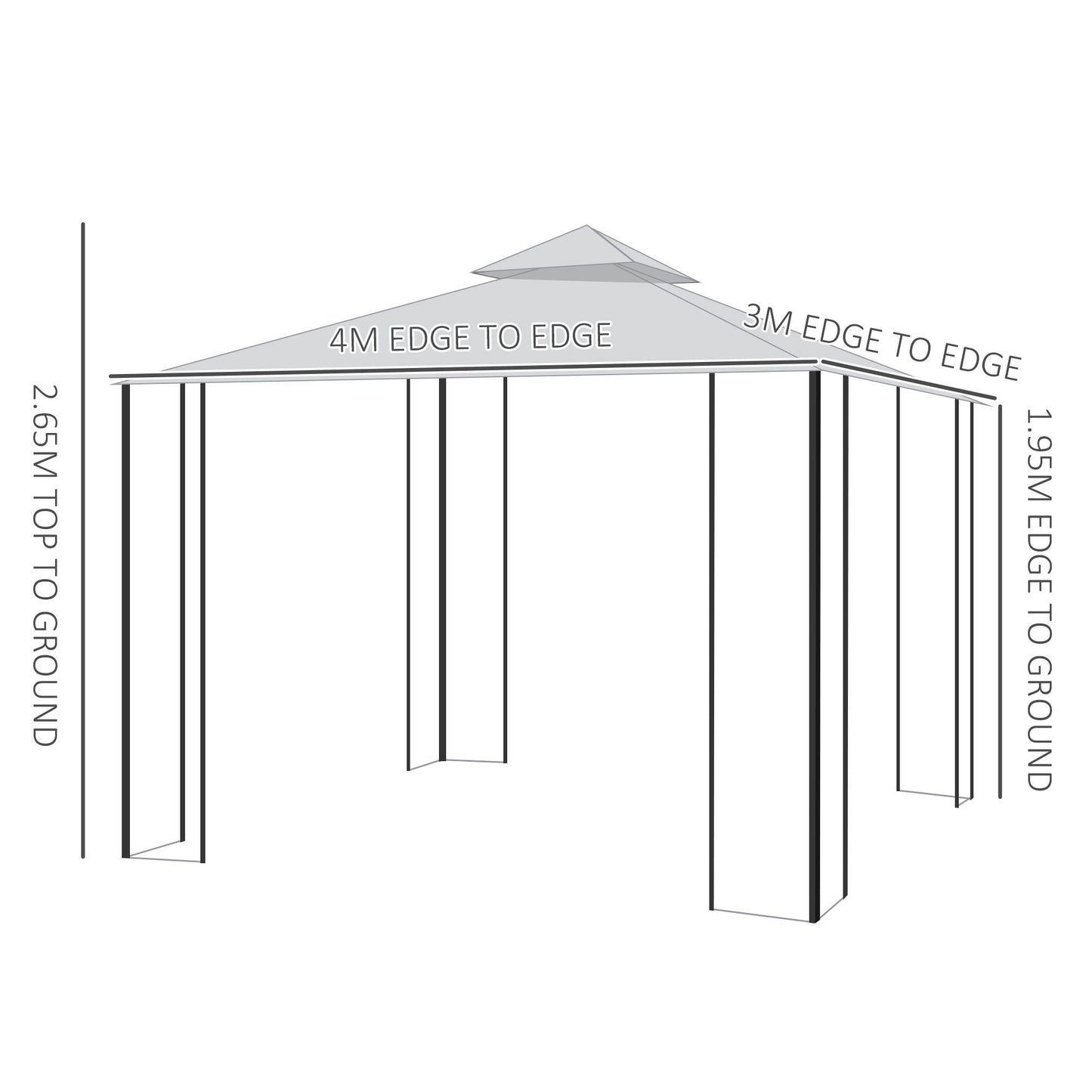 Outsunny 10 x 13ft Outdoor 2-Tier Steel Frame Gazebo with Curtains Outdoor Backyard, Black/Grey 2 Tier Black Grey