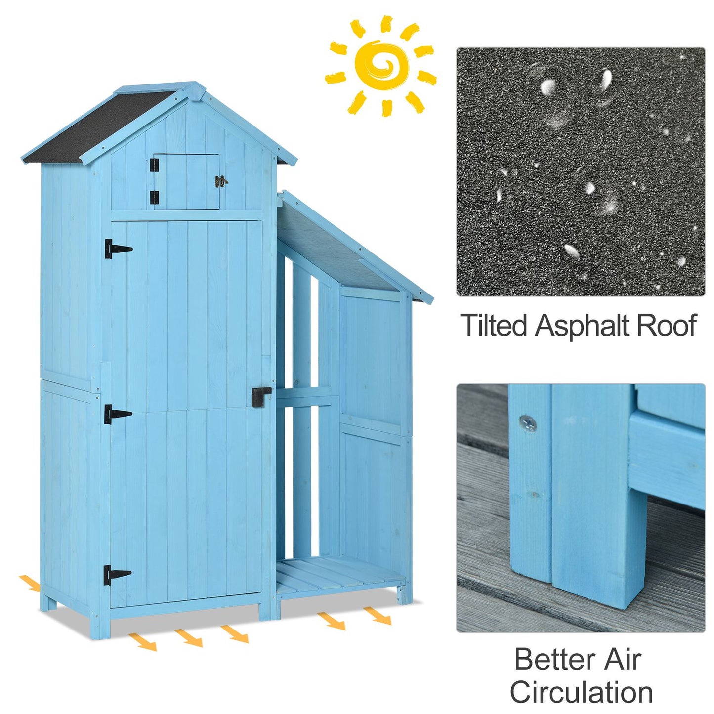 Outsunny Combination Garden Storage Shed Outdoor Firewood House Waterproof Asphalt Roof