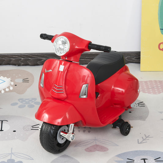 HOMCOM Vespa Licensed Kids Ride On Motorcycle 6V Battery Powered Electric Trike Toys for 18-36 Months with Horn Headlight Red