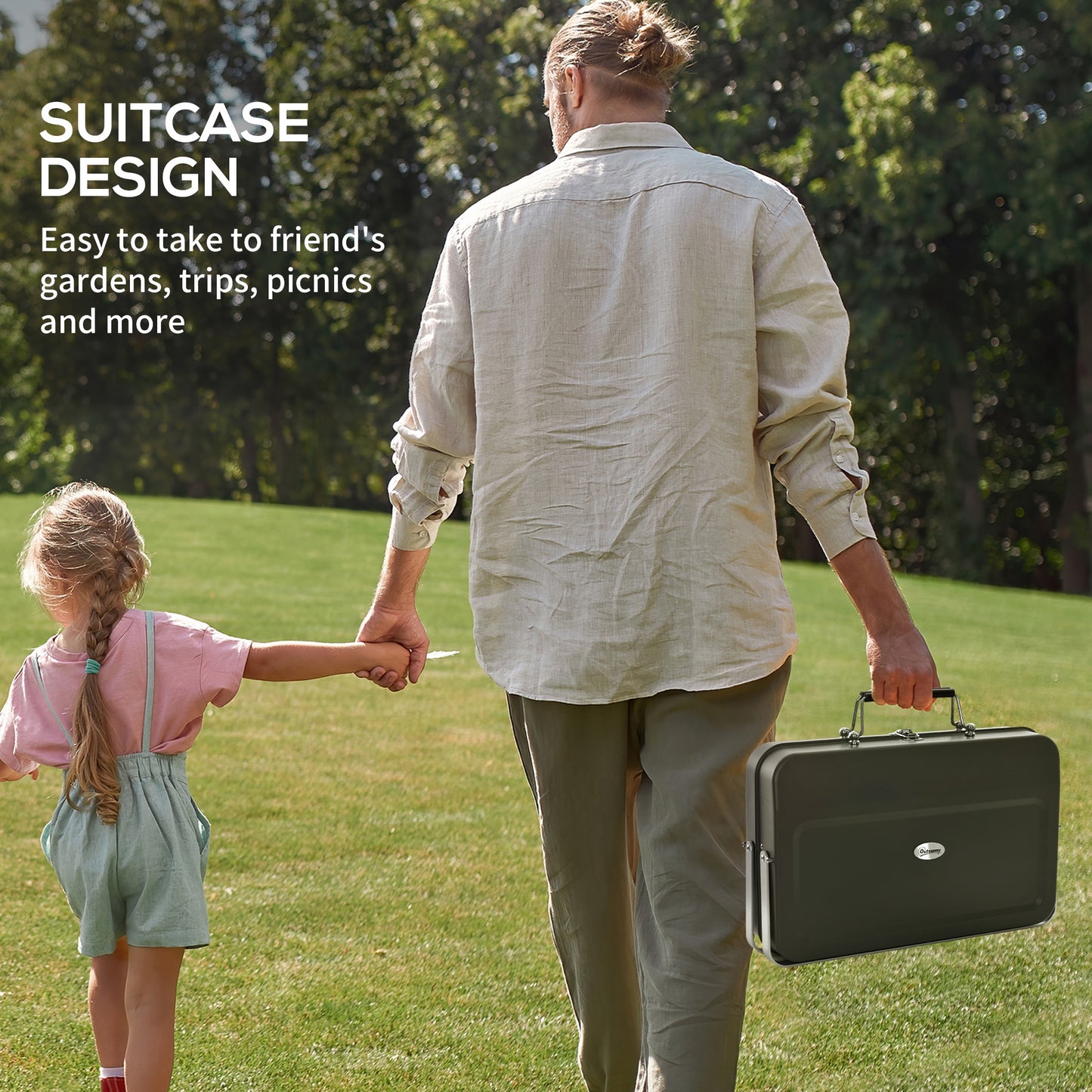 Outsunny Foldable Suitcase Design Mini Charcoal Barbecue Grill BBQ, Black