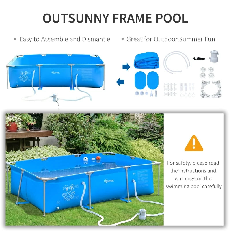 Outsunny Steel Frame Swimming Pool w/ Filter Pump and Reinforced Sidewalls Rust Resistant