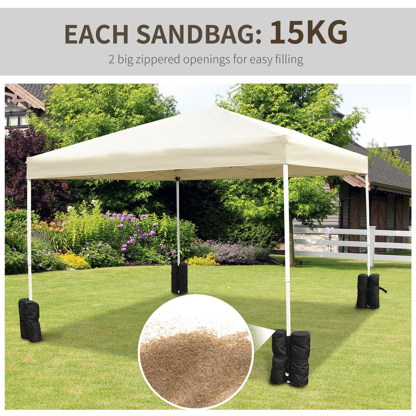 Outsunny 4 Pc Gazebo Sand Bag Weight Set-Black