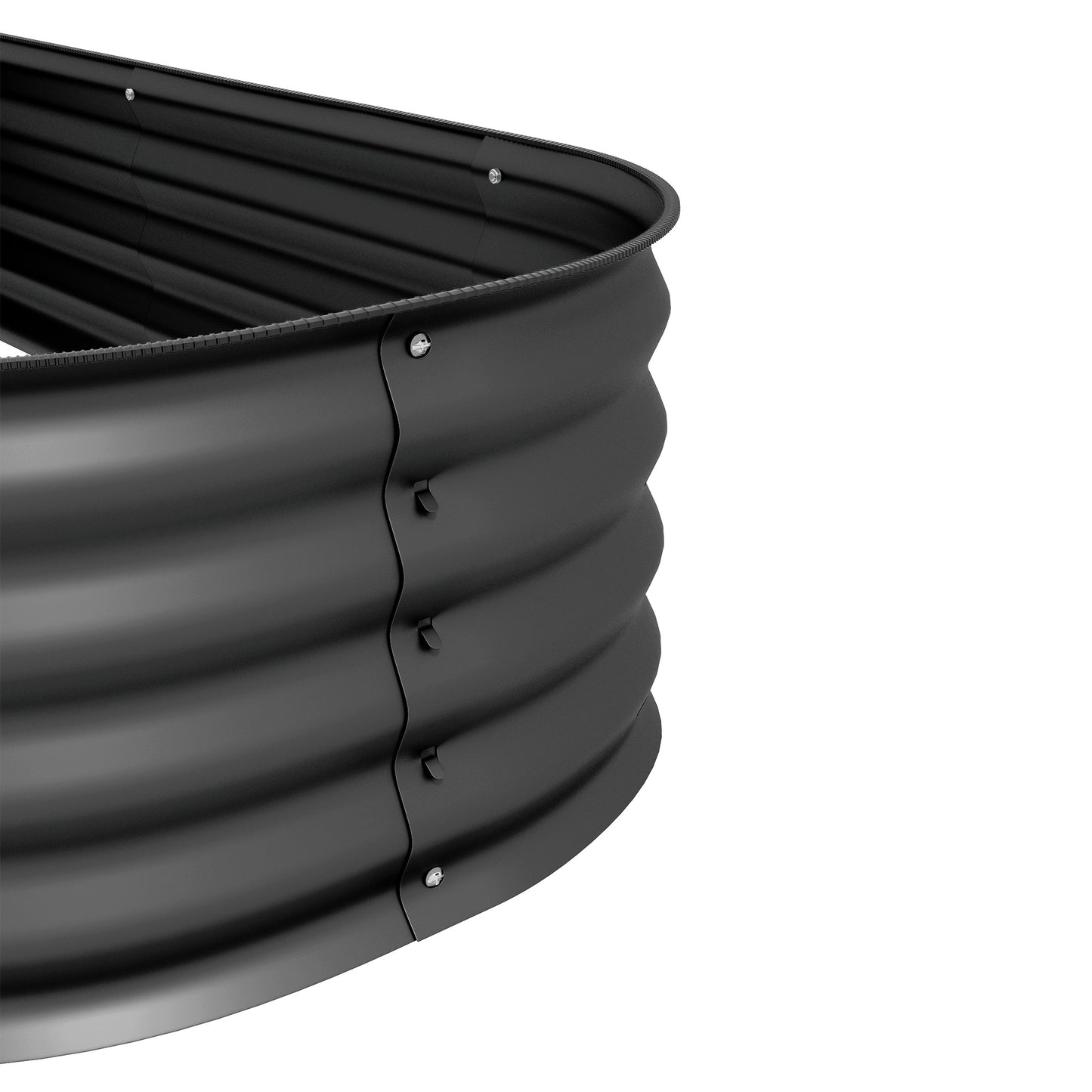 Outsunny Galvanised Raised Garden Bed Metal Planter Box with Safety Edging for Flowers Herbs Succulents Dark Grey