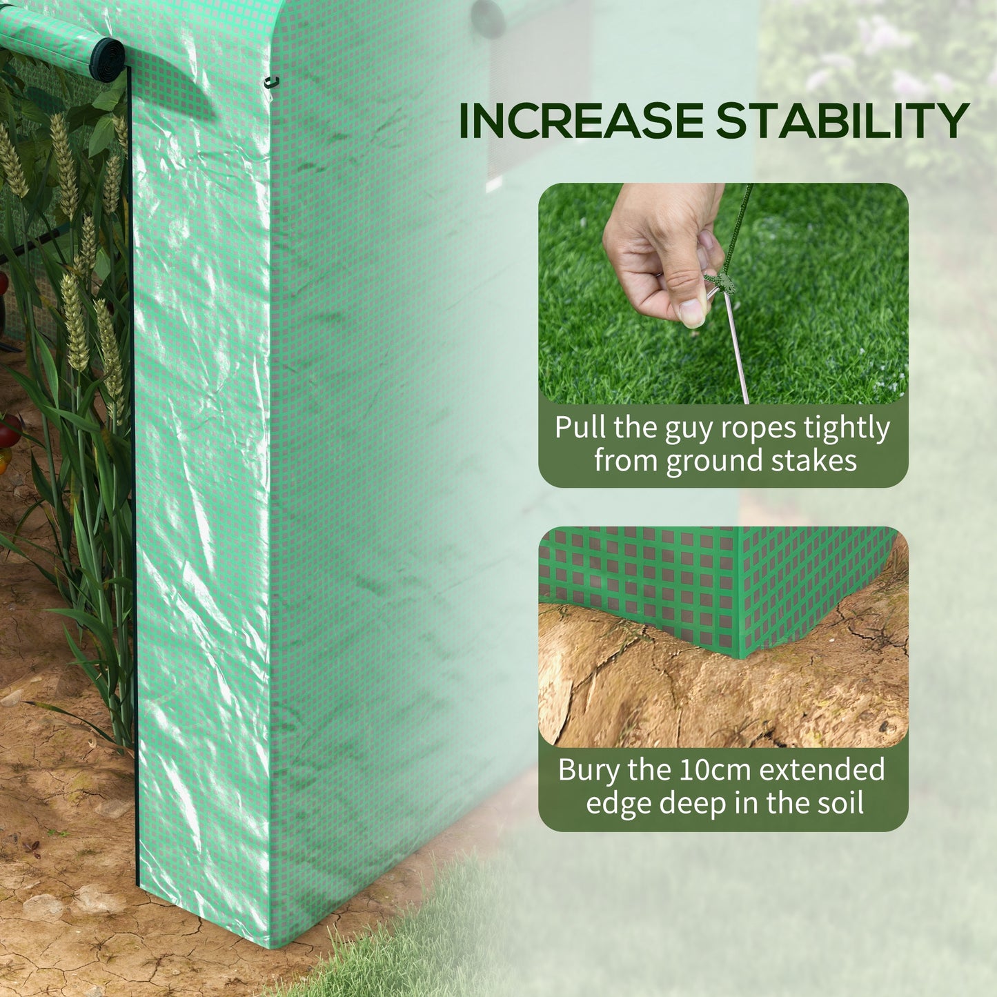 Outsunny Greenhouse Walkin Garden Grow House with Rollup Door and Mesh Windows 200 x 140 x 200cm Green