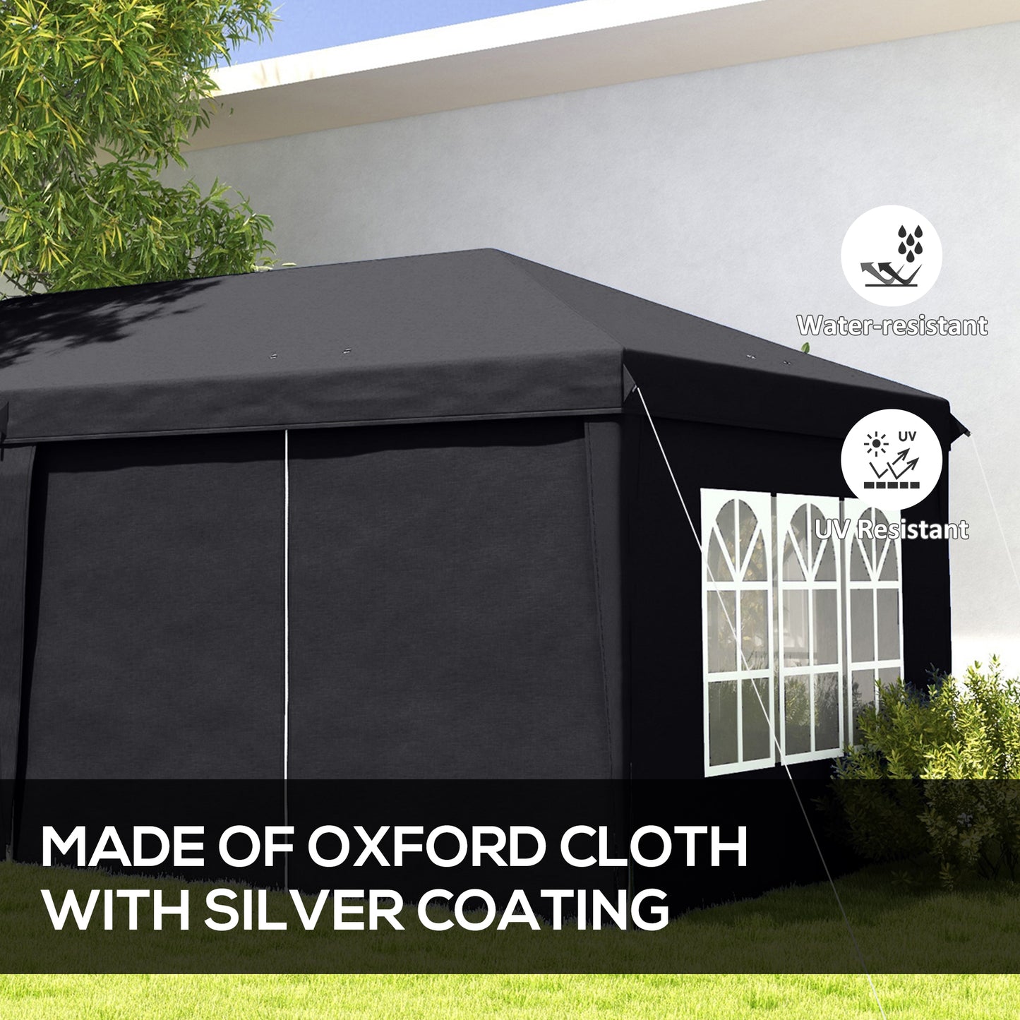 Outsunny 3 x 6m Pop-Up Gazebo with Curtain Walls and Windows - Grey