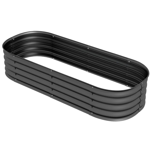 Outsunny Galvanised Raised Garden Bed Metal Planter Box with Safety Edging for Flowers Herbs Succulents Dark Grey