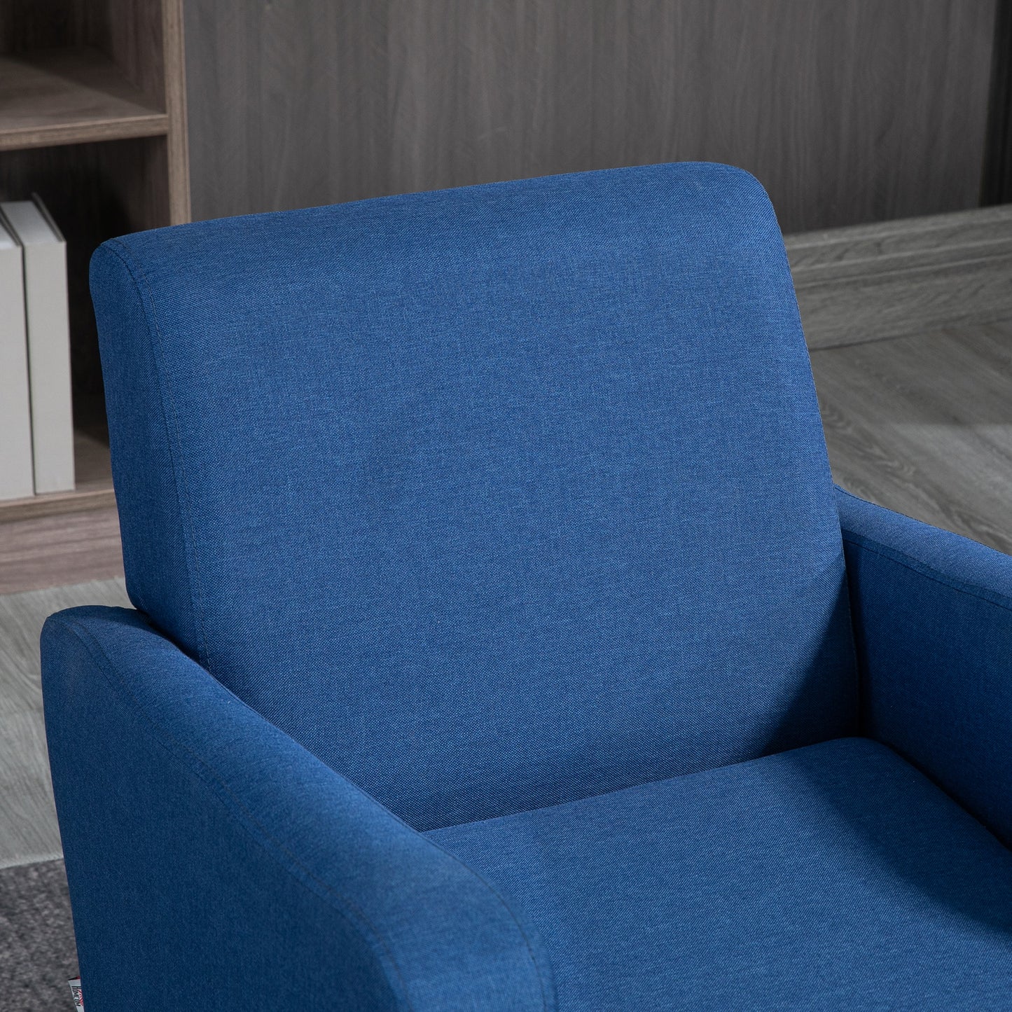 HOMCOM Modern Accent Chair Occasional Chair with Rubber Wood Legs for Living Room Bedroom Blue