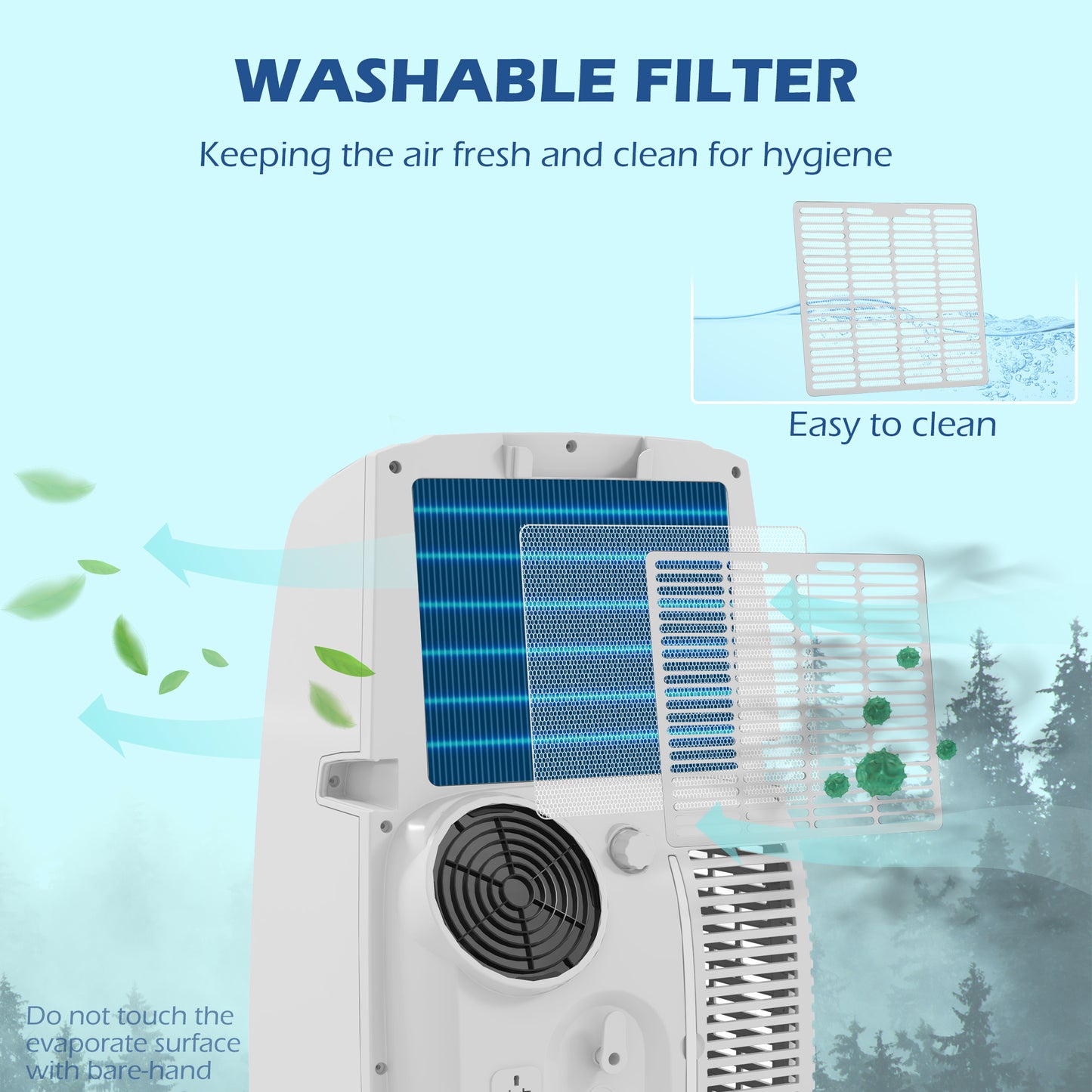 HOMCOM 12,000 BTU Mobile Air Conditioner for Room up to 28mÂ², with Dehumidifier, Quiet Mode, 24H Timer, Wheels, Child Lock