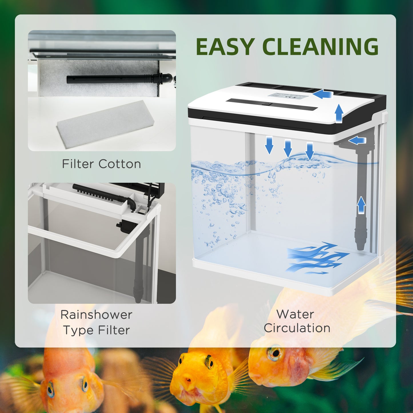 PawHut 13L Glass Aquarium Fish Tank with Filter LED Lighting for Betta Guppy Mini Parrot Fish Shrimp 29 x 20 x 30.5cm