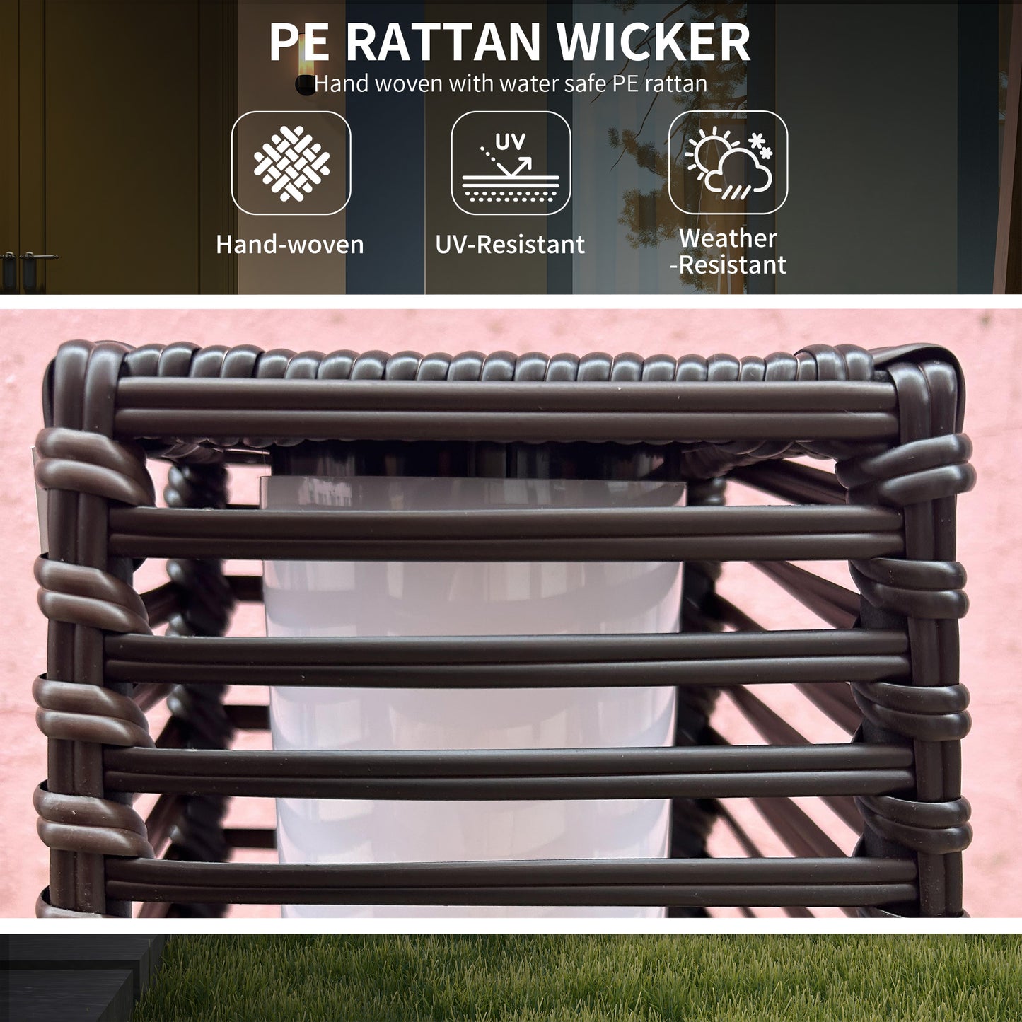 Outsunny Solar Floor Lamp, Outdoor Garden Lantern Pathway Light & Decorative Lighting w/ Auto On/Off LED Lights, IP44, for Porch, Yard, Brown