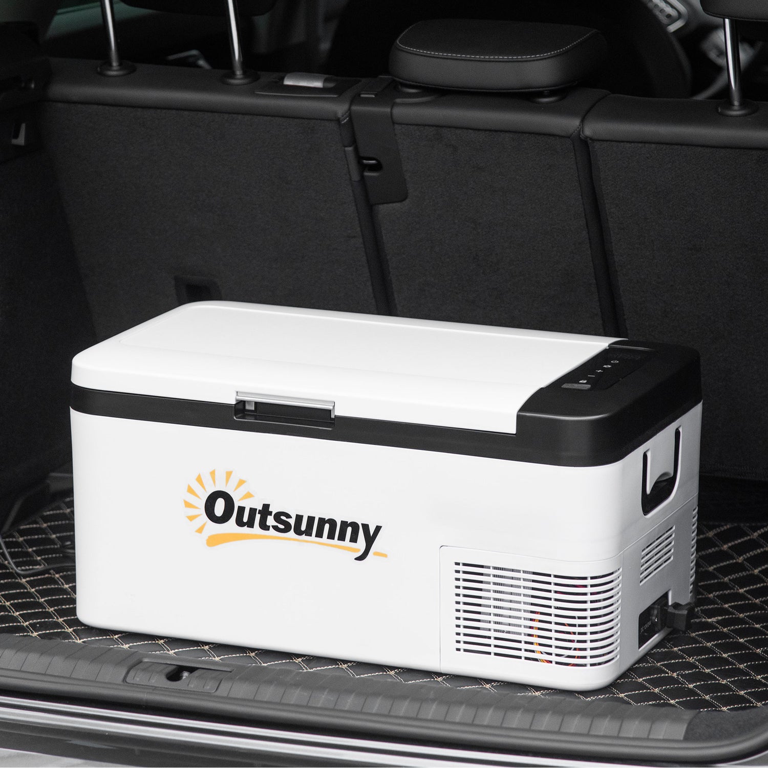 Outsunny 12V Car Refrigerator w/ LED Light & Foldable Handles, 18L Por –