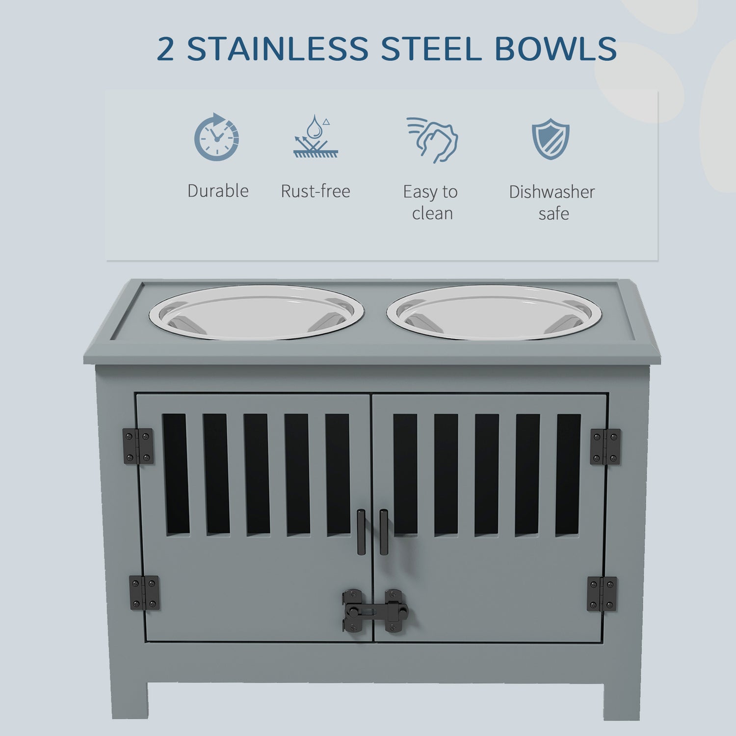 PawHut Raised Dog Bowls For Large Dogs Feeding Station W/ Stand