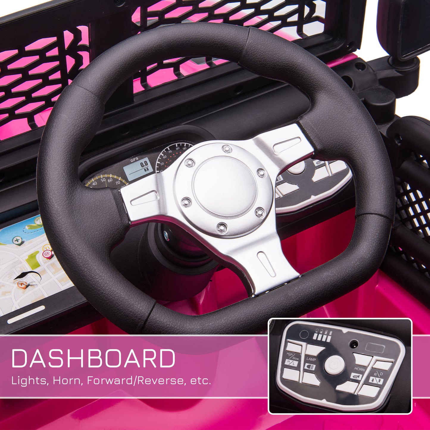 HOMCOM 12V Battery-powered 2 Motors Kids Electric Ride On Car Truck Off-road Toy Pink
