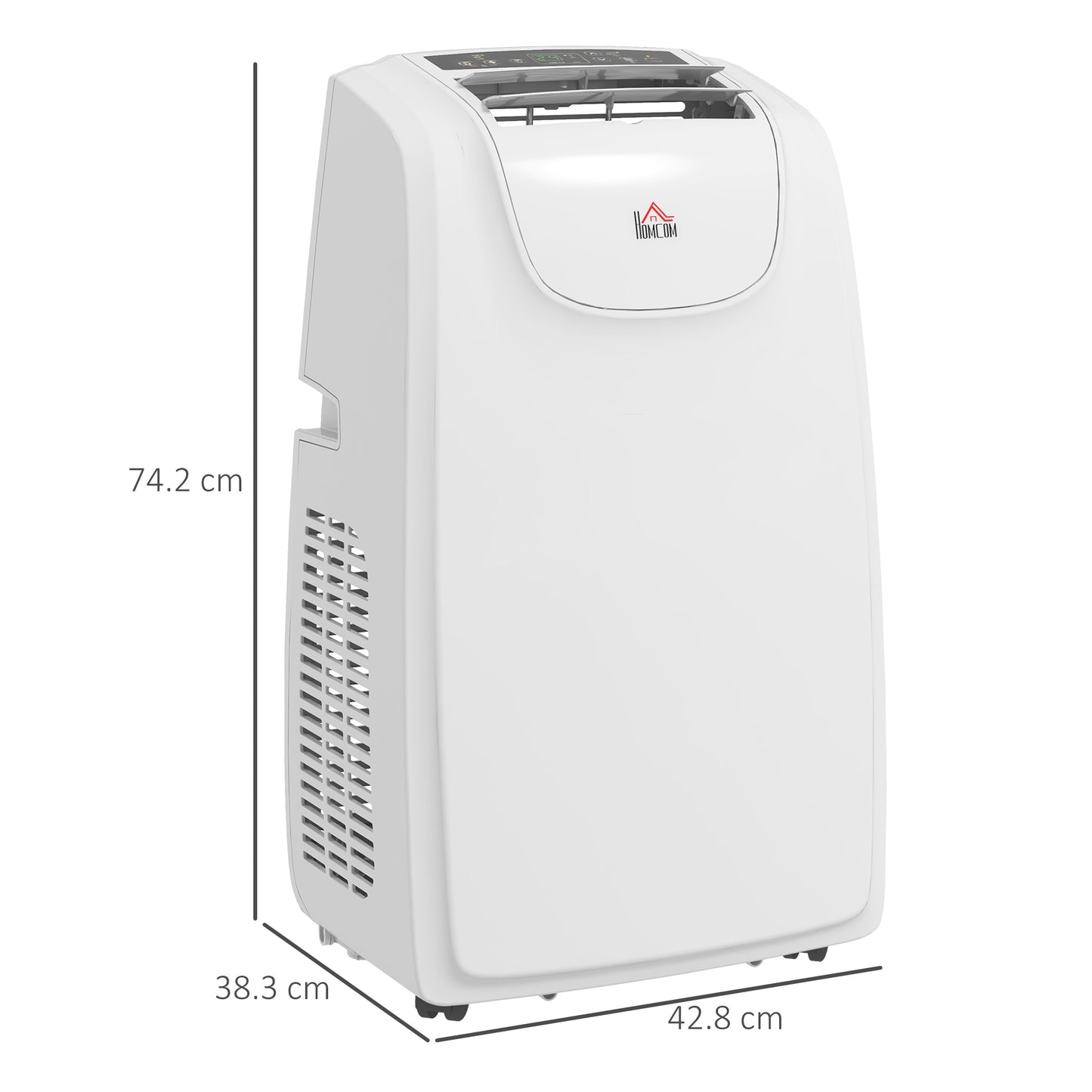 HOMCOM 12,000 BTU Mobile Air Conditioner for Room up to 28mÂ², with Dehumidifier, Quiet Mode, 24H Timer, Wheels, Child Lock