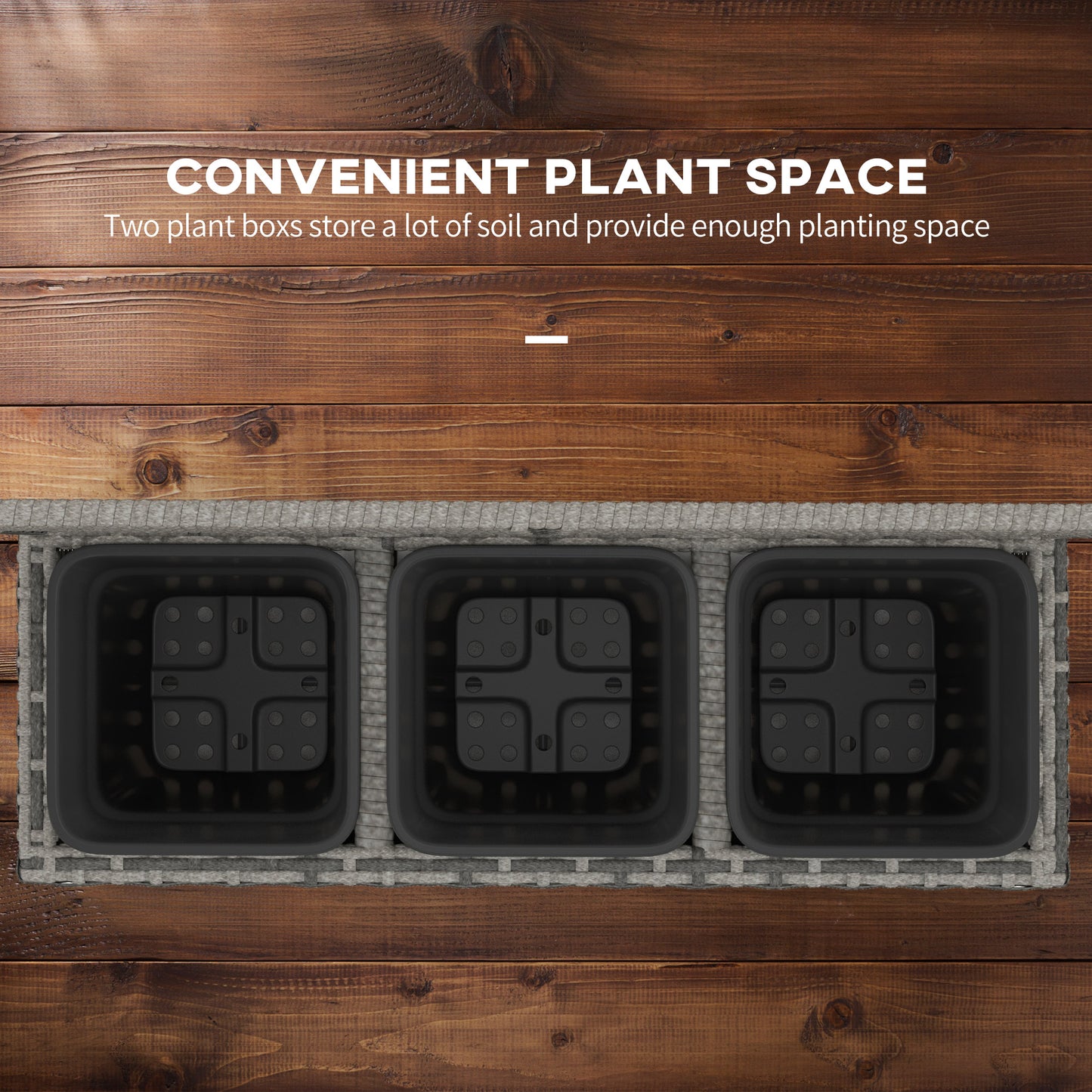 Outsunny 33L Garden PE Rattan Planter w/ Trellis, Free Standing Flower Raised Bed, Garden Planter for Climbing Plants, 84 x 30 x 107cm, Light Grey