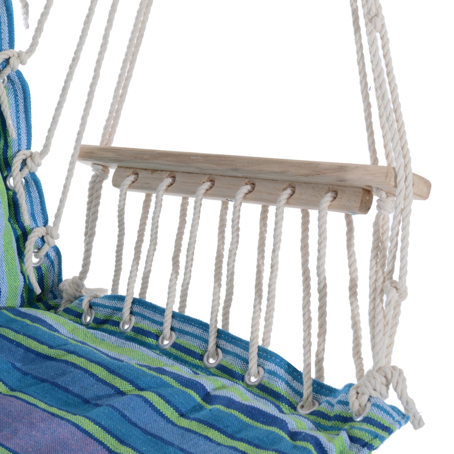 Outsunny Hanging Swing Chair, Seat Size:57W x 47.5D cm-Multi-Color/White Rope