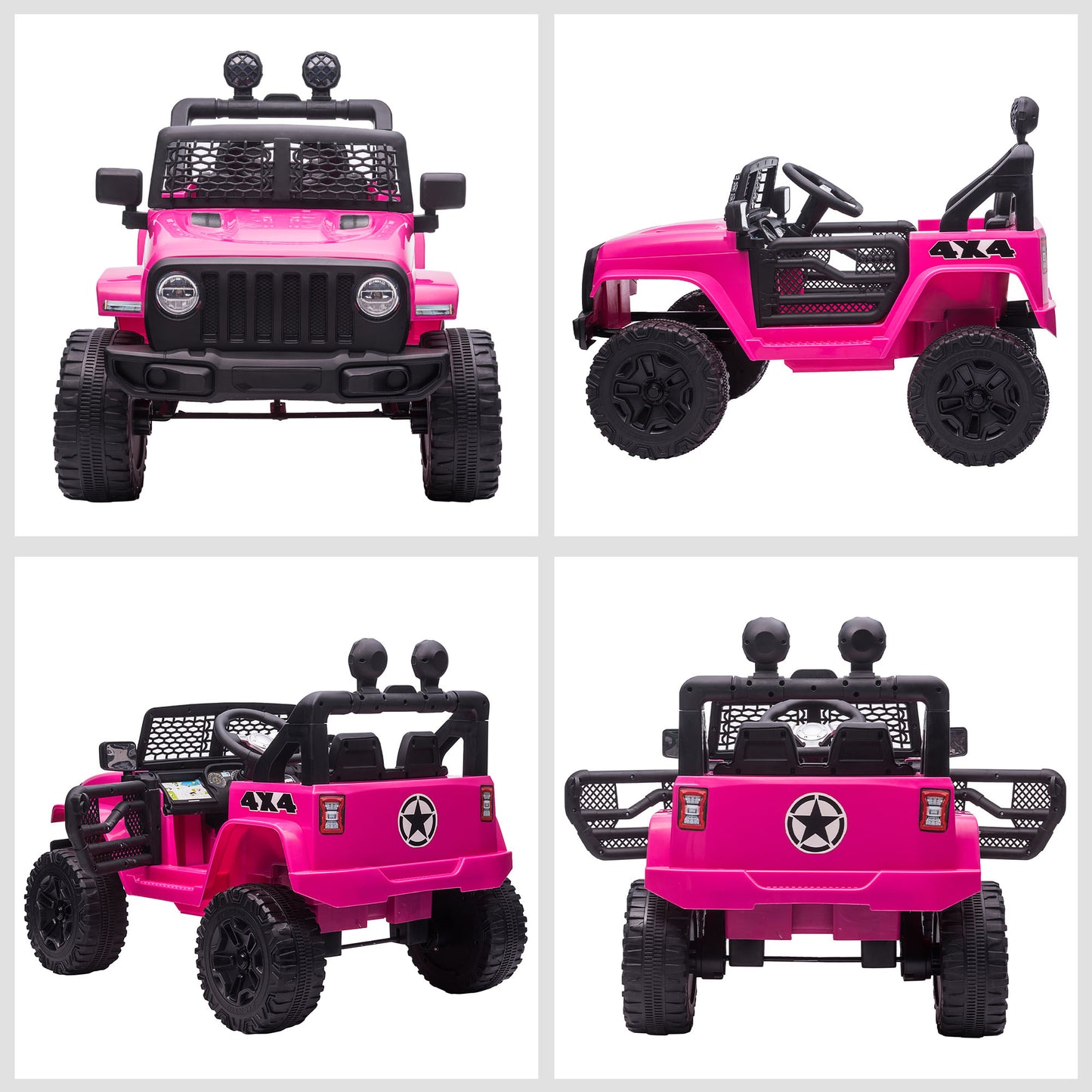 HOMCOM 12V Battery-powered 2 Motors Kids Electric Ride On Car Truck Off-road Toy Pink