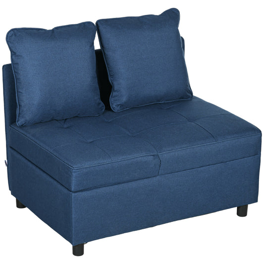 HOMCOM Convertible Chair Bed with Thick Padded Seat 3in1 MultiFunctional Sleeper Chair Bed with Magazine Pocket Recliner Loveseat with 5level Adjustable Backrest Pillows for Living Room Blue