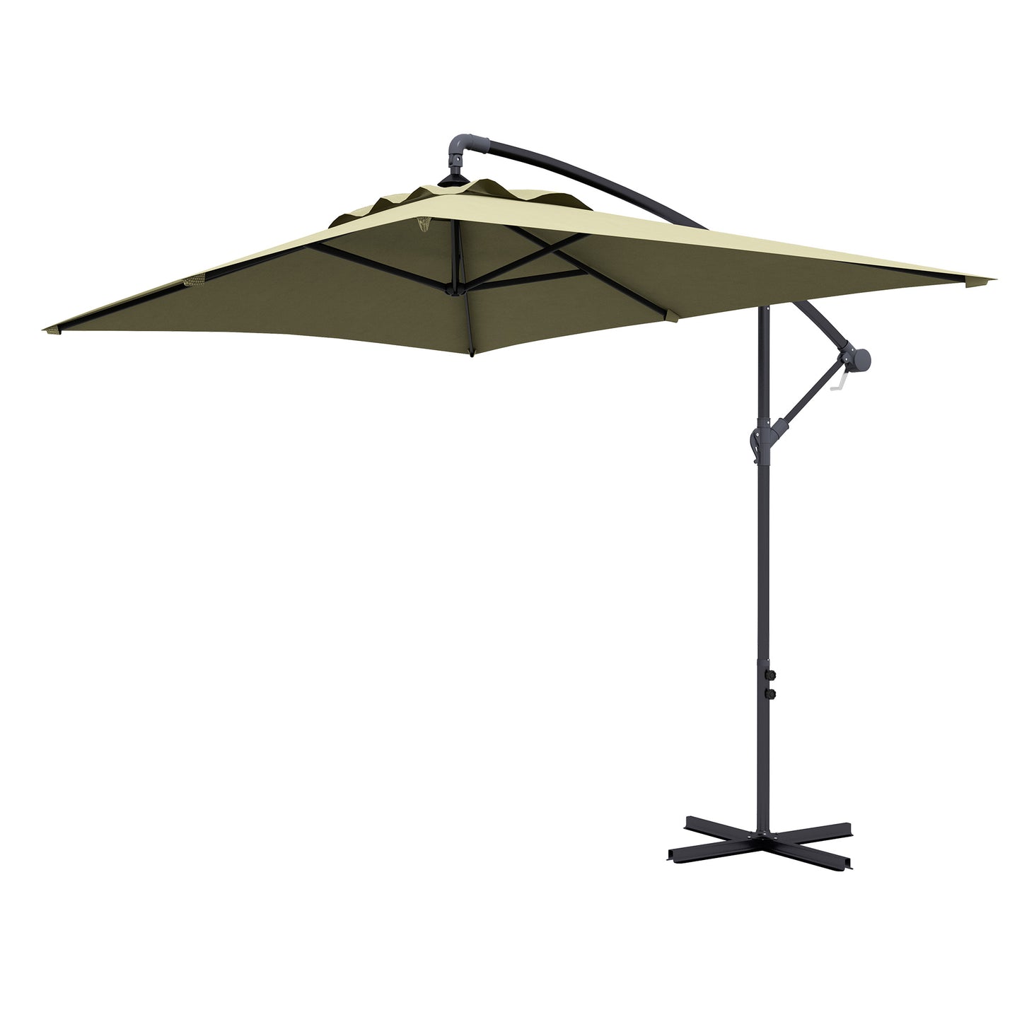 Outsunny 3(m) Cantilever Overhanging Parasol, with Cross Base - Beige