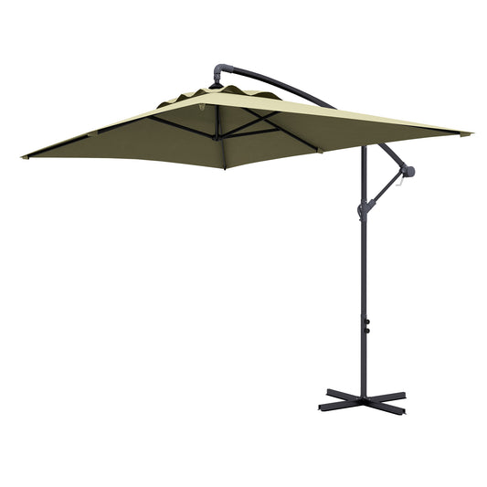 Outsunny 3(m) Cantilever Overhanging Parasol, with Cross Base - Beige