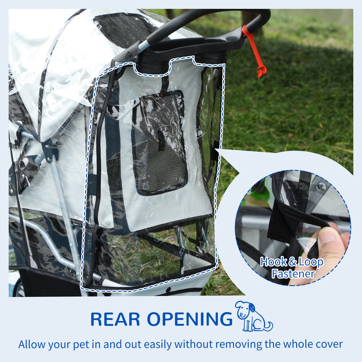 PawHut Dog Stroller Rain Cover, with Rear Entry