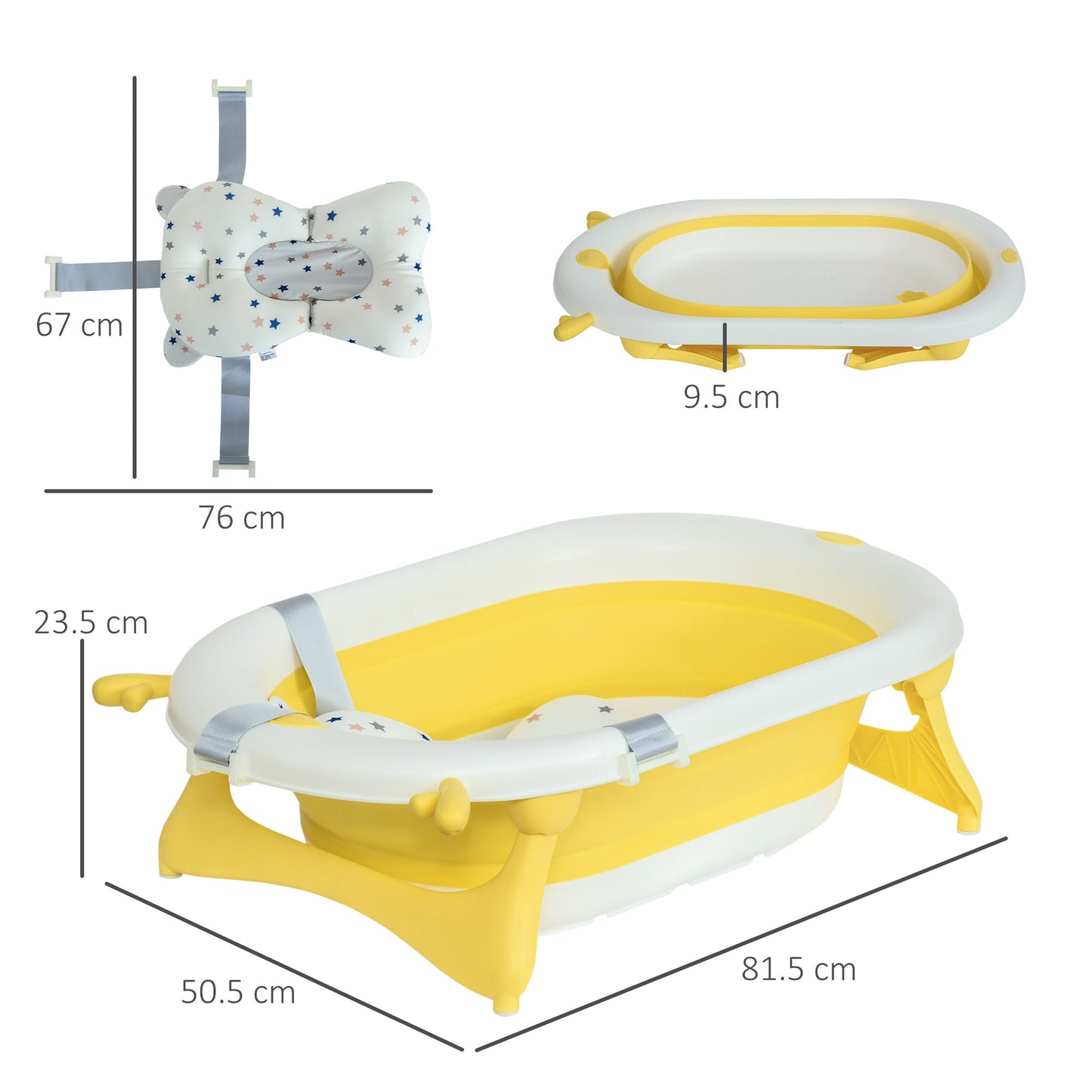 Foldable Baby Bath. Collapsible Baby Bathtub. Portable. Non-Slip Legs.  (35L)