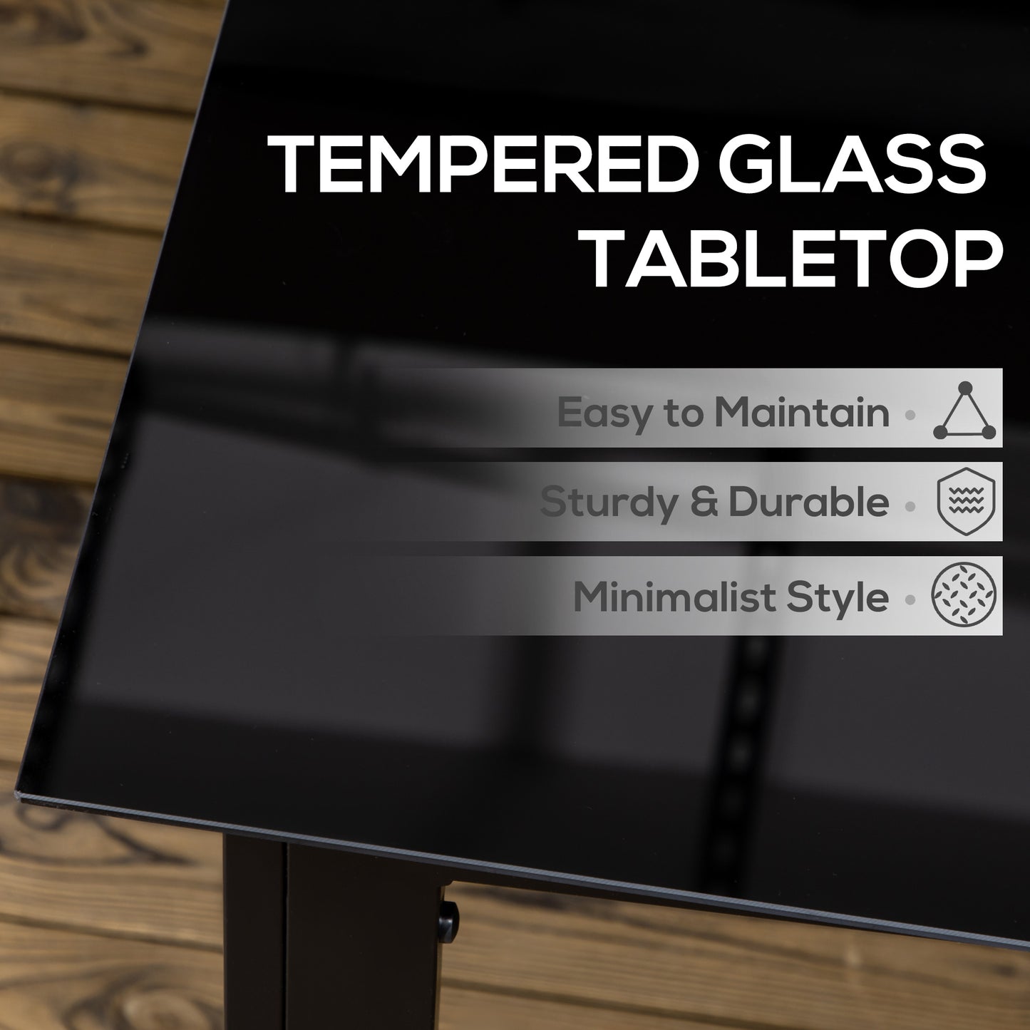 Outsunny Outdoor Dining Table for 6, Aluminium Rectangular Garden Table with Tempered Glass Tabletop for Yard, Deck, Patio, Black