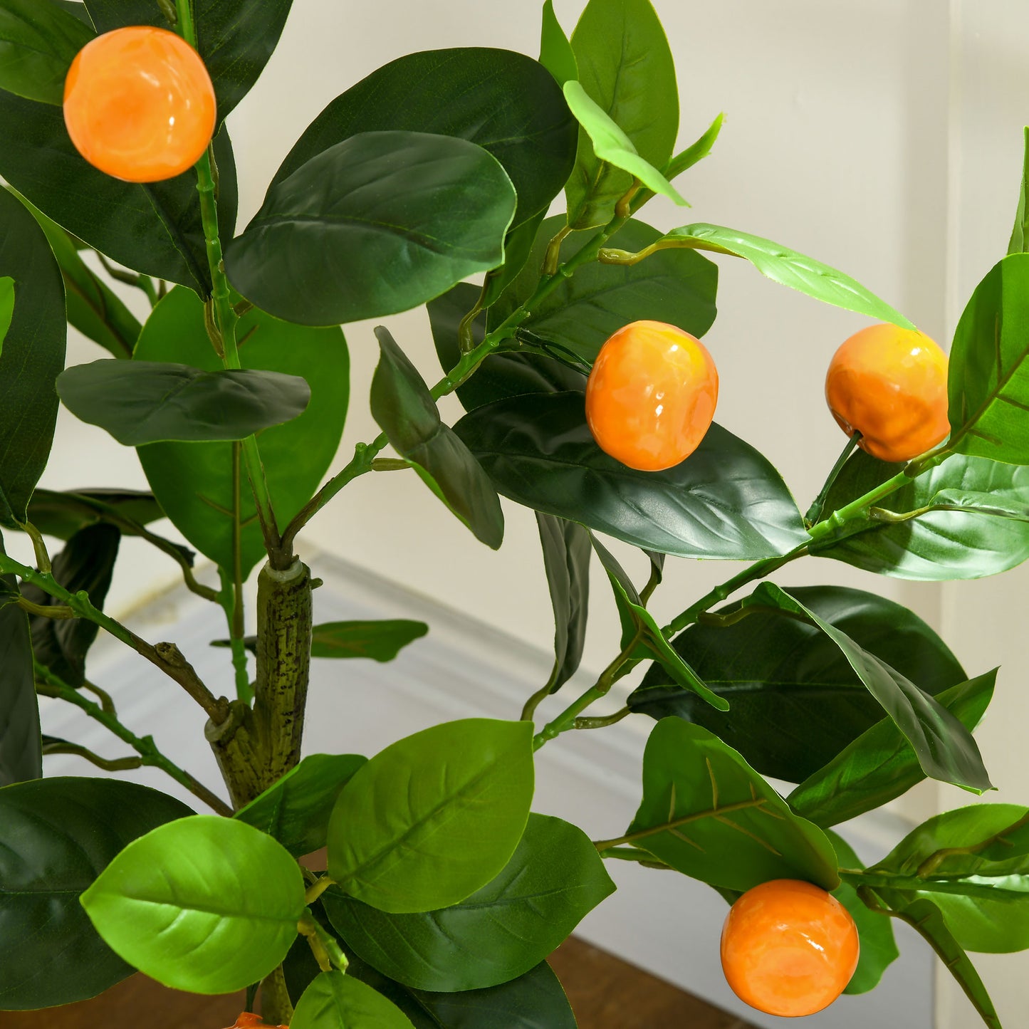 HOMCOM Set of 2 Artificial Plants, Lemon and Orange Tree with Pot, for Home Indoor Outdoor Decor, 60cm